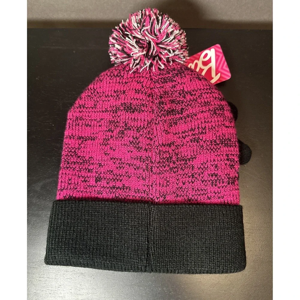Barbie Beanie & Gloves Youth‎ Pom Pink & Black 2 Piece Set